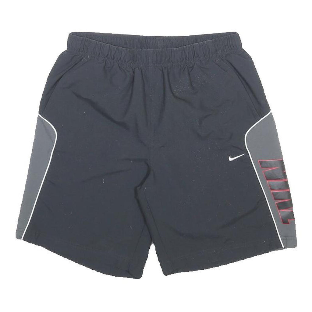 NIKE Mens Black & Grey Sports Shorts M W28 Logo Polyester Casual