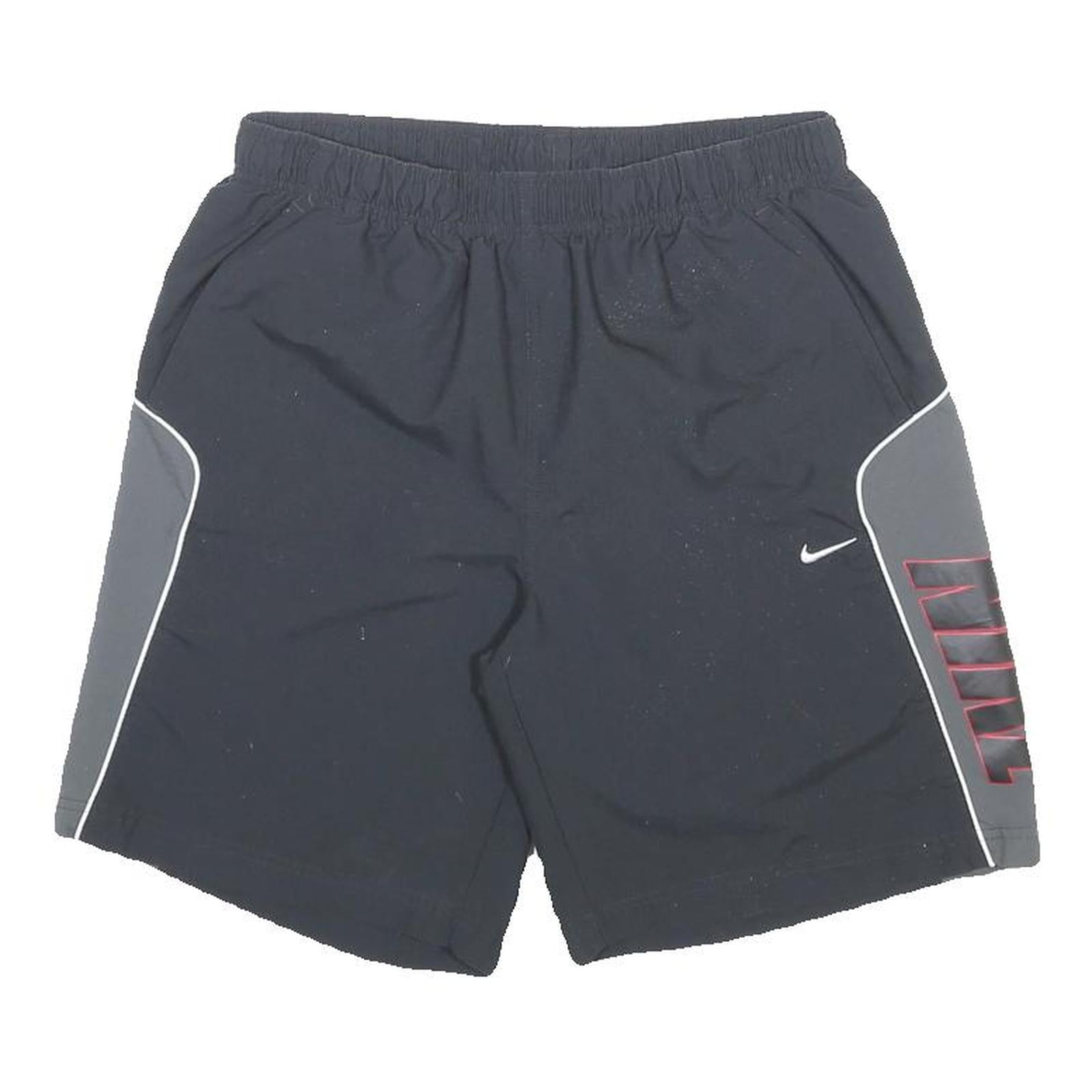 NIKE Mens Black & Grey Sports Shorts M W28 Logo Polyester Casual