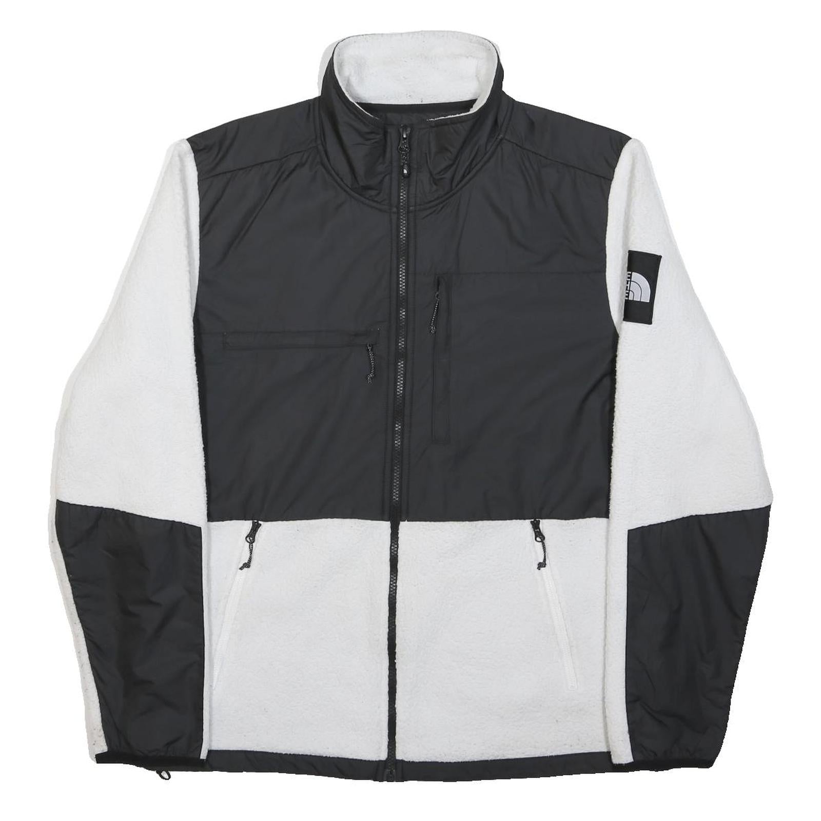 THE NORTH FACE Mens Black & White Outdoor Jacket L Polyester Zip Fleece