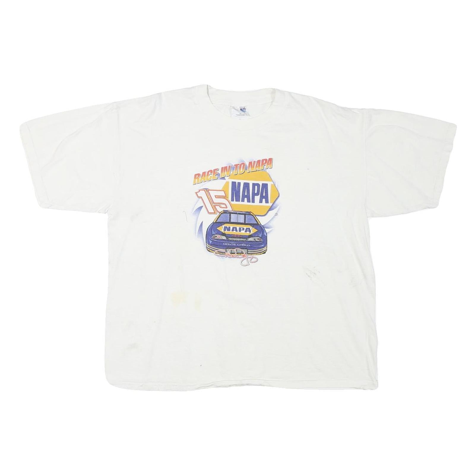 GILDAN Mens White Race Into Napa Graphic T-Shirt XL Short Sleeve Crew Neck