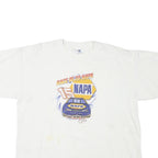 GILDAN Mens White Race Into Napa Graphic T-Shirt XL Short Sleeve Crew Neck