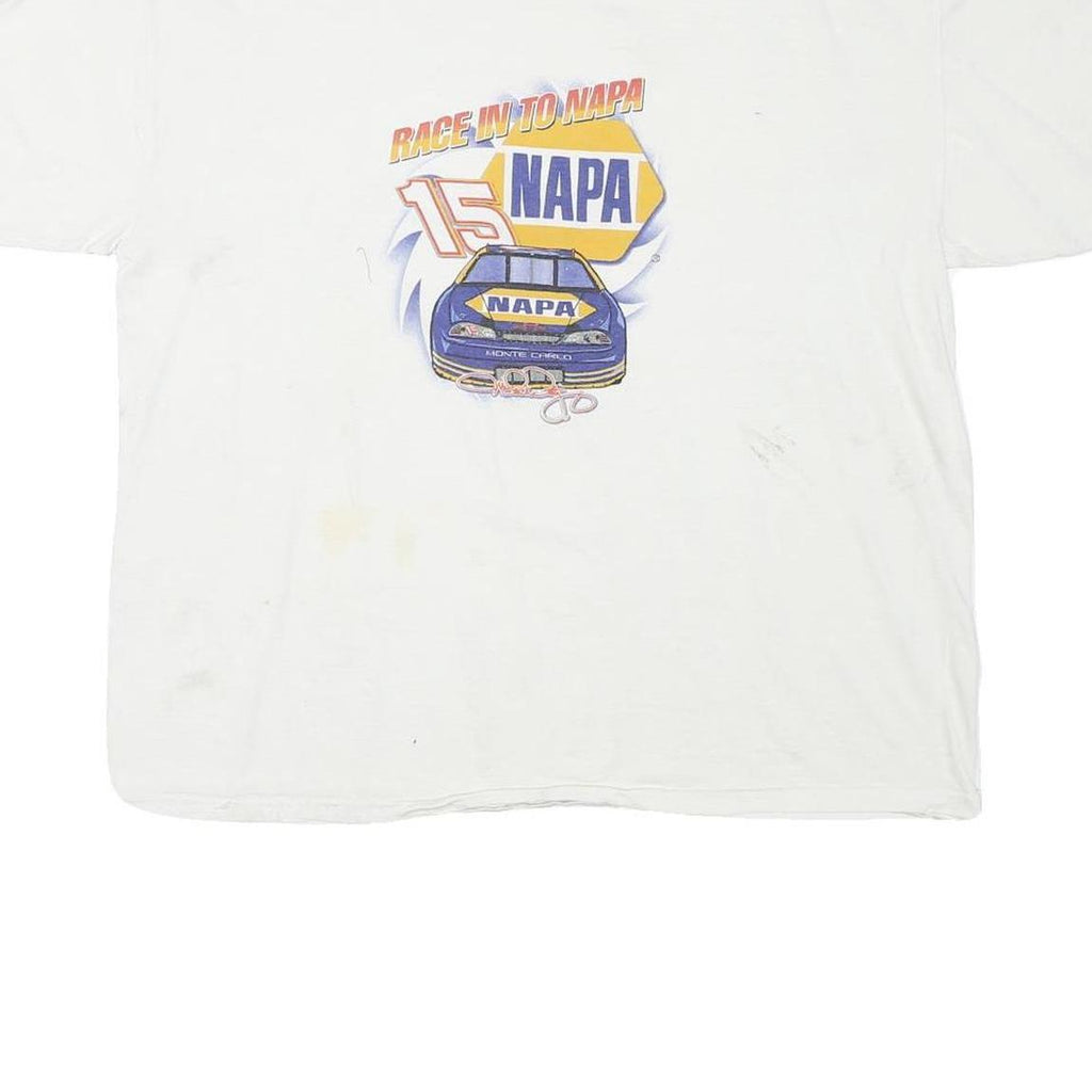 GILDAN Mens White Race Into Napa Graphic T-Shirt XL Short Sleeve Crew Neck