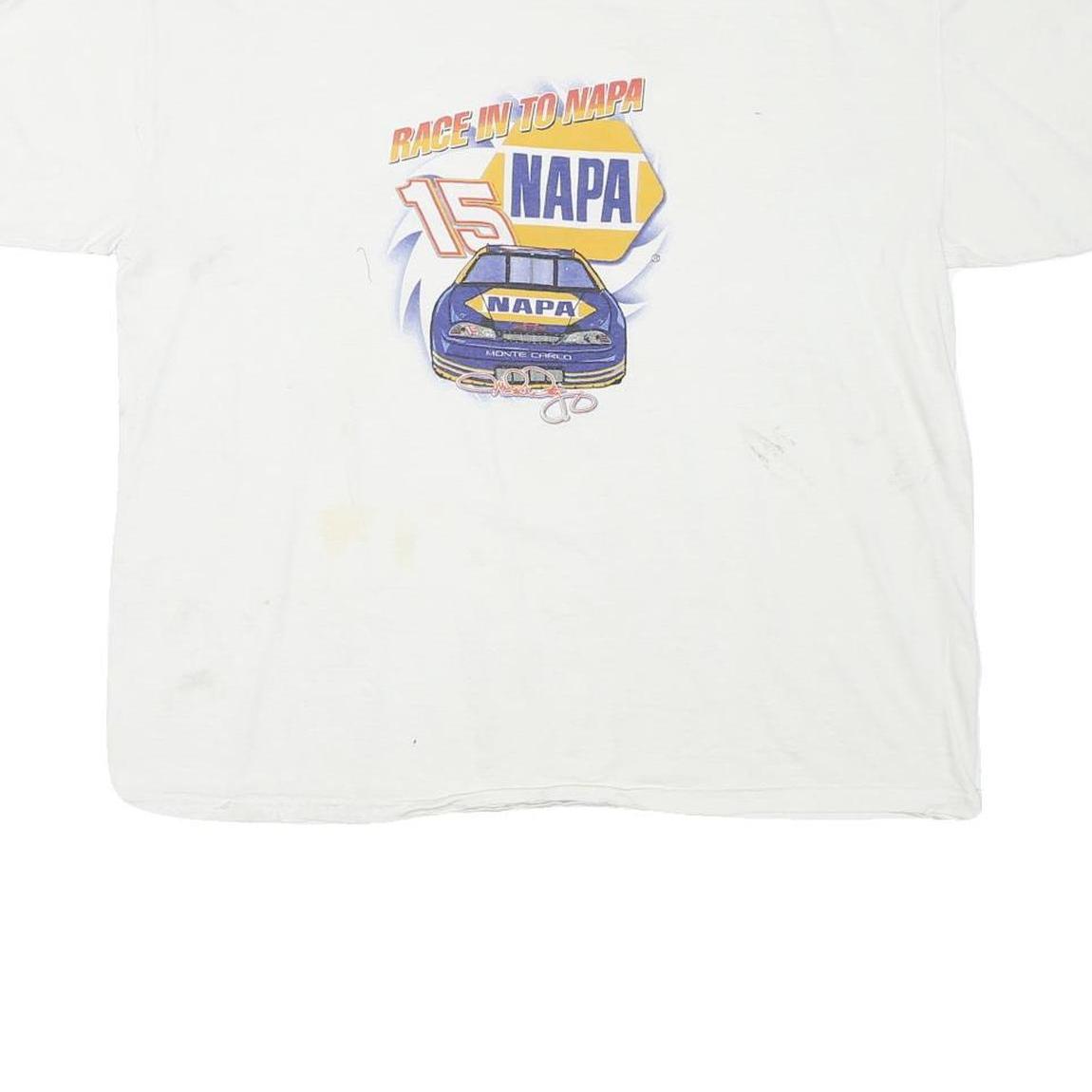 GILDAN Mens White Race Into Napa Graphic T-Shirt XL Short Sleeve Crew Neck