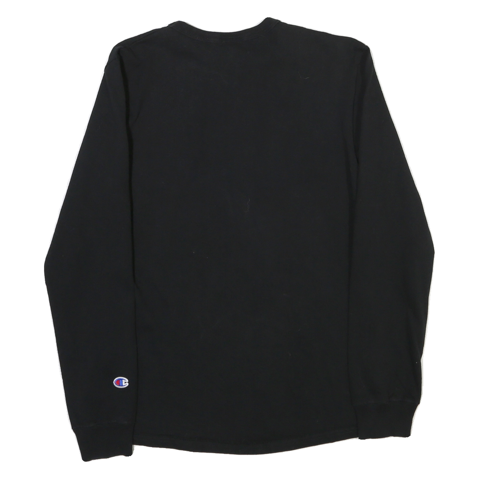 CHAMPION Mens Black Graphic Long Sleeve T-Shirt S Crew Neck Cotton Jersey