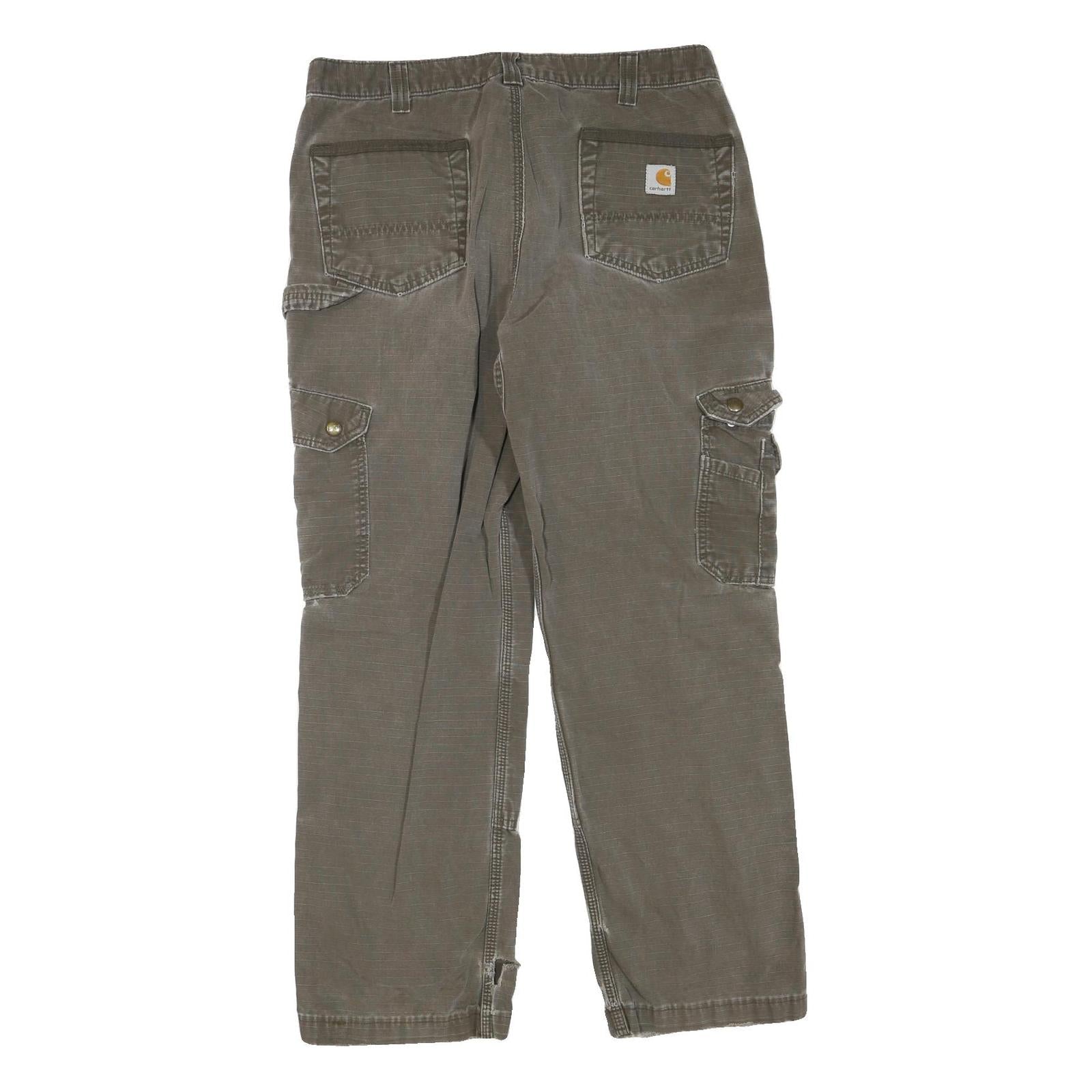 CARHARTT Womens Cotton Blend Regular Fit Grey Workwear Cargo Trousers W35 L29