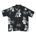 PURITAN Mens Black Plain Hawaiian Shirt M Cotton Blend Short Sleeve Casual