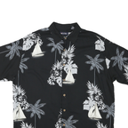 PURITAN Mens Black Plain Hawaiian Shirt M Cotton Blend Short Sleeve Casual