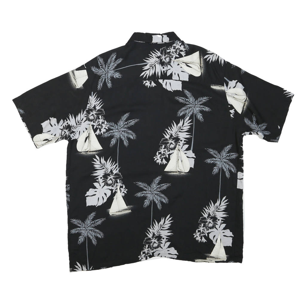 PURITAN Mens Black Plain Hawaiian Shirt M Cotton Blend Short Sleeve Casual