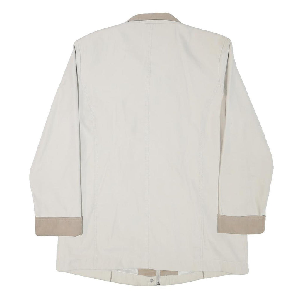 Womens Beige & Cream Zip Jacket M Polyester Blend Plain Long Sleeve Casual