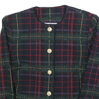 KASPAR Womens Navy & Green Tartan Wool Blend Button Jacket S Woven Classic