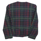 KASPAR Womens Navy & Green Tartan Wool Blend Button Jacket S Woven Classic