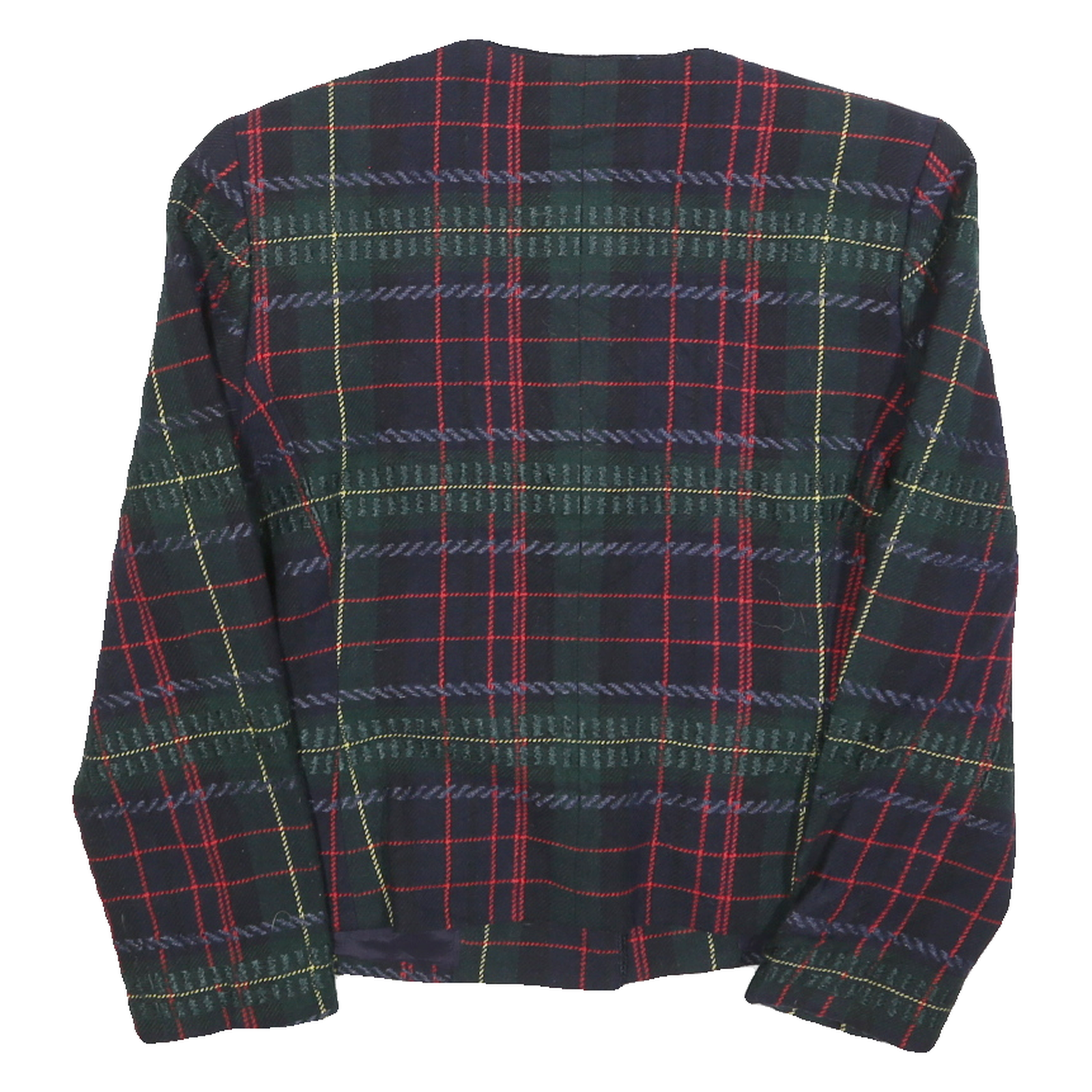 KASPAR Womens Navy & Green Tartan Wool Blend Button Jacket S Woven Classic