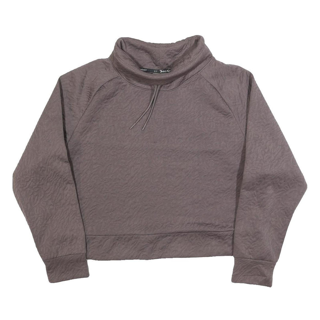 JUICY COUTURE Womens Brown XL High Neck Sweatshirt Polyester Blend Cropped