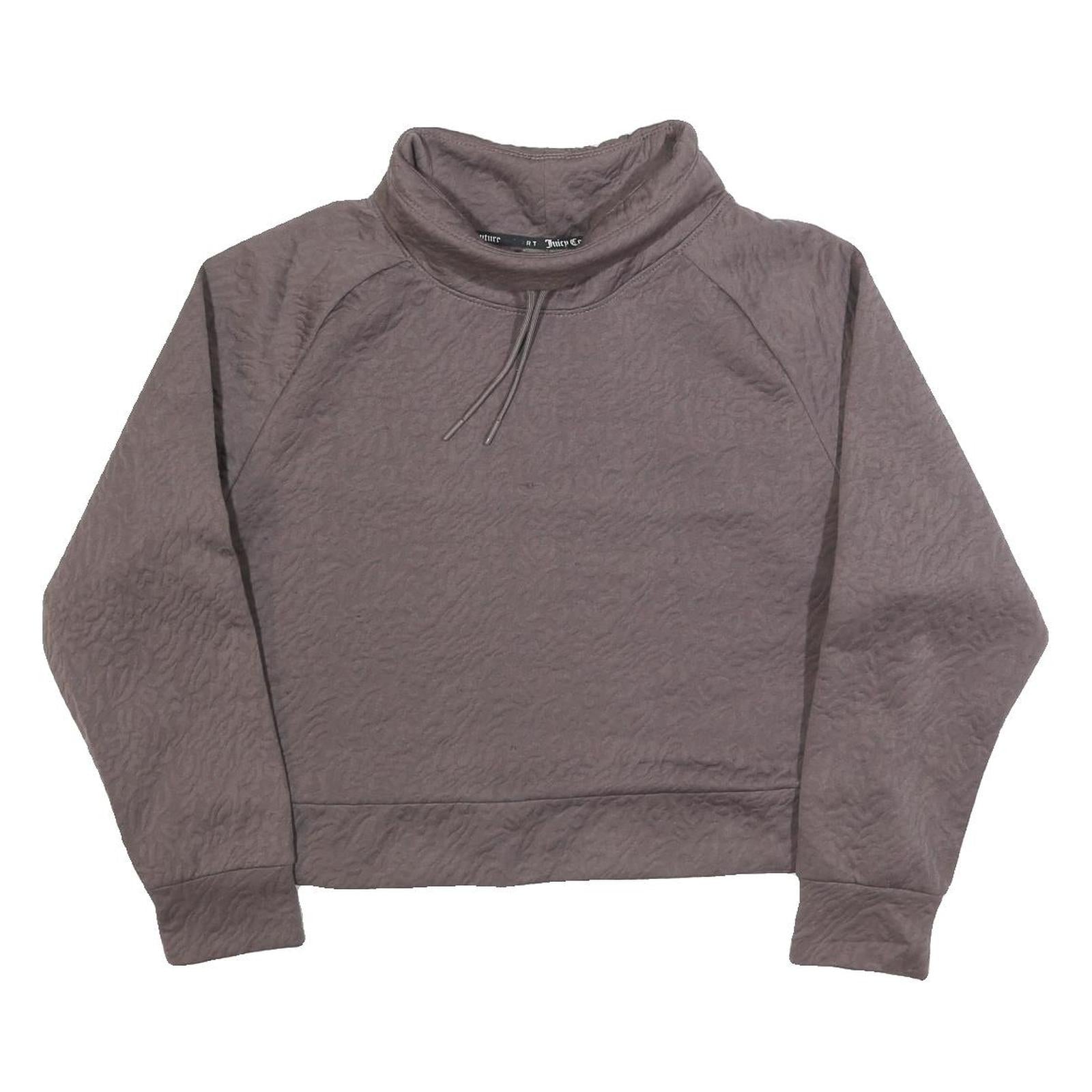 JUICY COUTURE Womens Brown XL High Neck Sweatshirt Polyester Blend Cropped