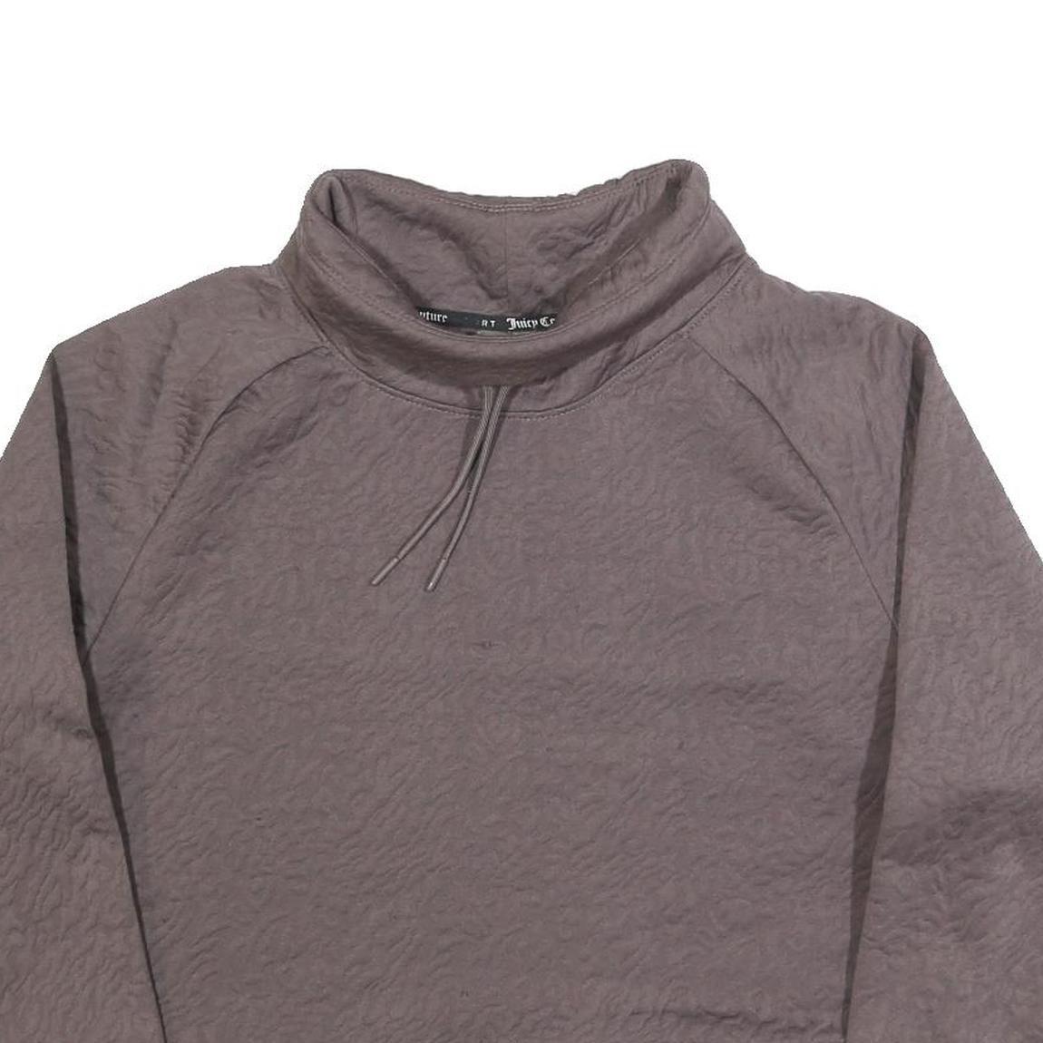 JUICY COUTURE Womens Brown XL High Neck Sweatshirt Polyester Blend Cropped
