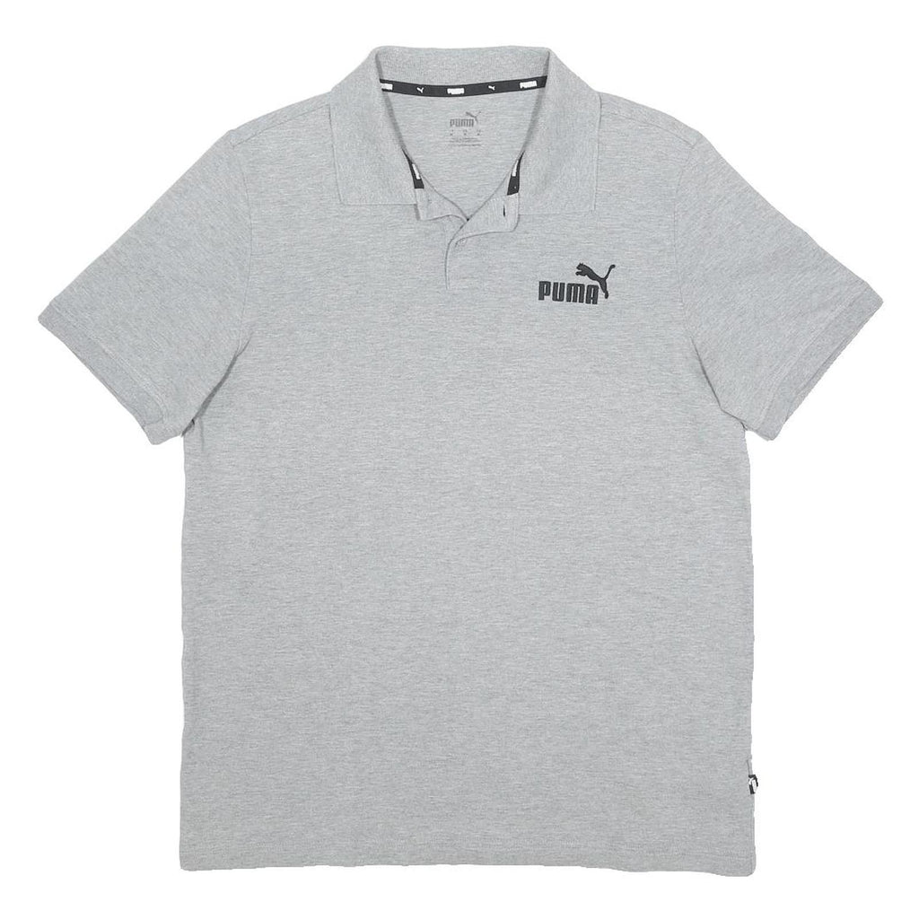 PUMA Mens Grey Short Sleeve Plain M Polo Shirt Cotton Blend Casual Athletic