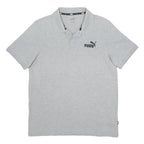 PUMA Mens Grey Short Sleeve Plain M Polo Shirt Cotton Blend Casual Athletic