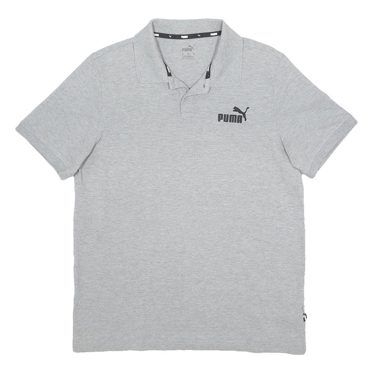 PUMA Mens Grey Short Sleeve Plain M Polo Shirt Cotton Blend Casual Athletic