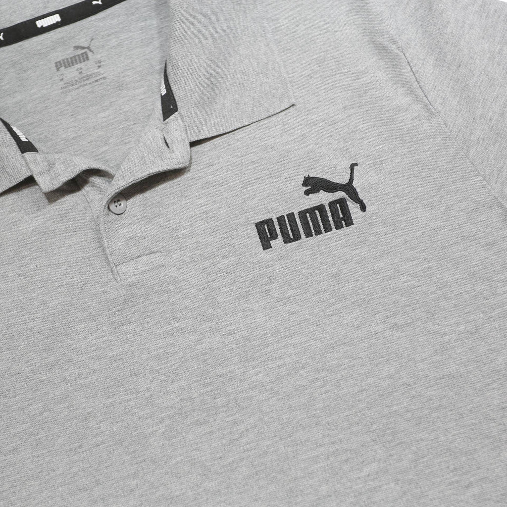 PUMA Mens Grey Short Sleeve Plain M Polo Shirt Cotton Blend Casual Athletic
