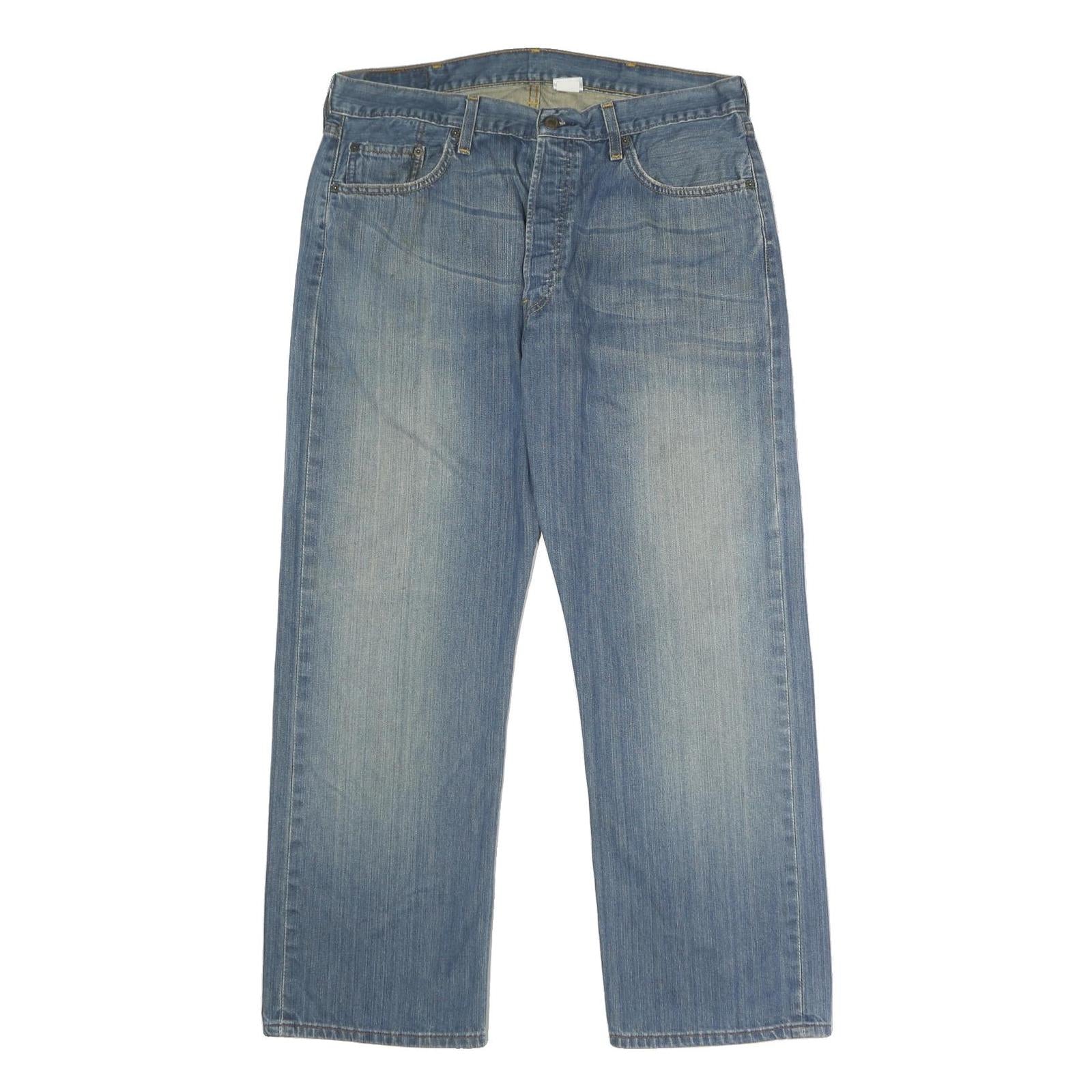 LEVI'S 501 Mens Jeans Blue Classic Straight Denim Medium W38 L30 Button Closure
