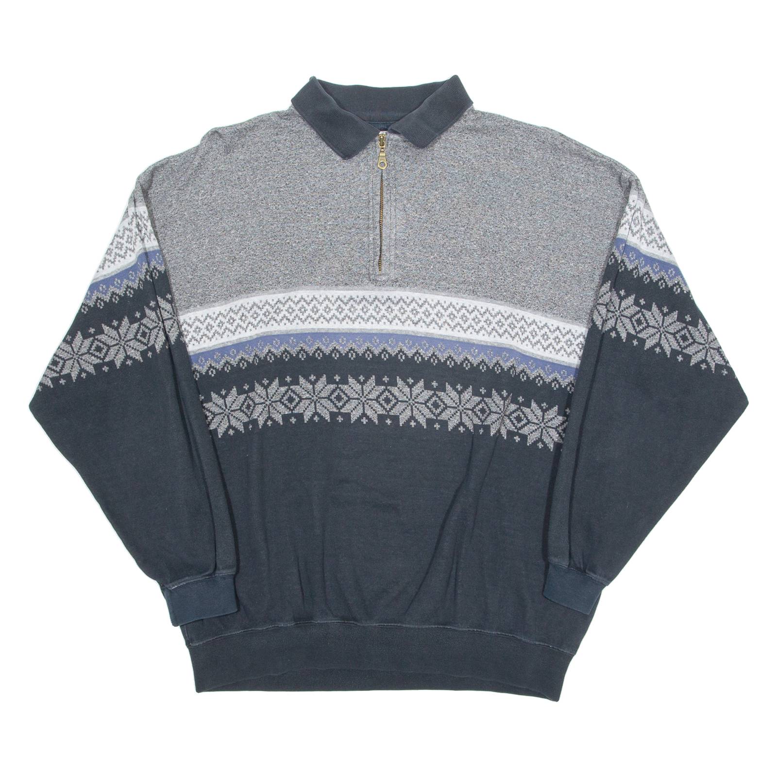 C&A 1/4 Zip Mens Sweatshirt Grey Collared XL