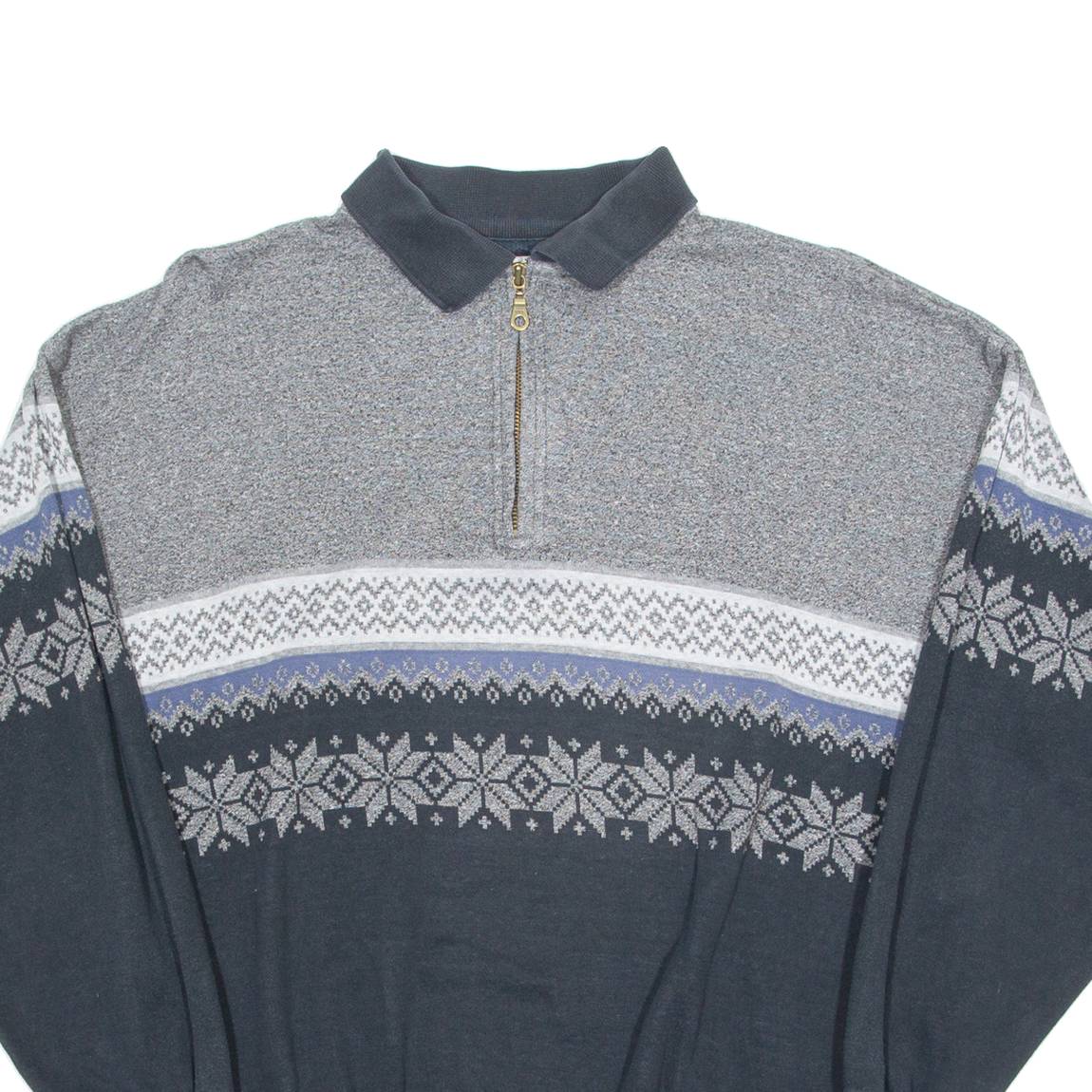C&A 1/4 Zip Mens Sweatshirt Grey Collared XL