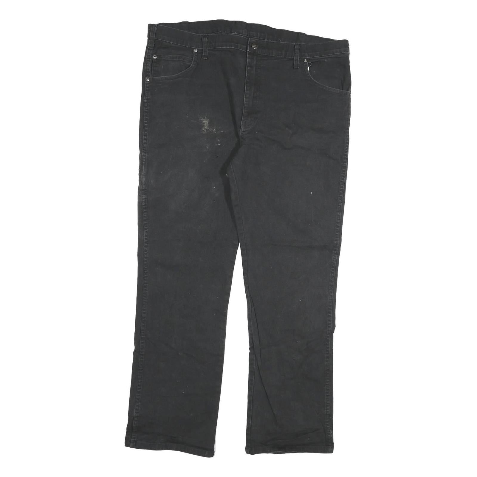 DICKIES Mens Regular Fit Black Cotton Blend Jeans W40 L32 Workwear Straight Zip