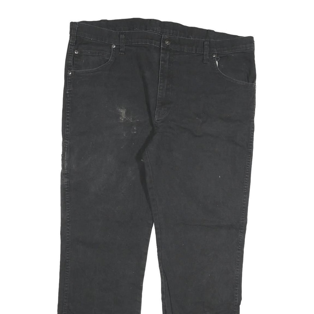 DICKIES Mens Regular Fit Black Cotton Blend Jeans W40 L32 Workwear Straight Zip