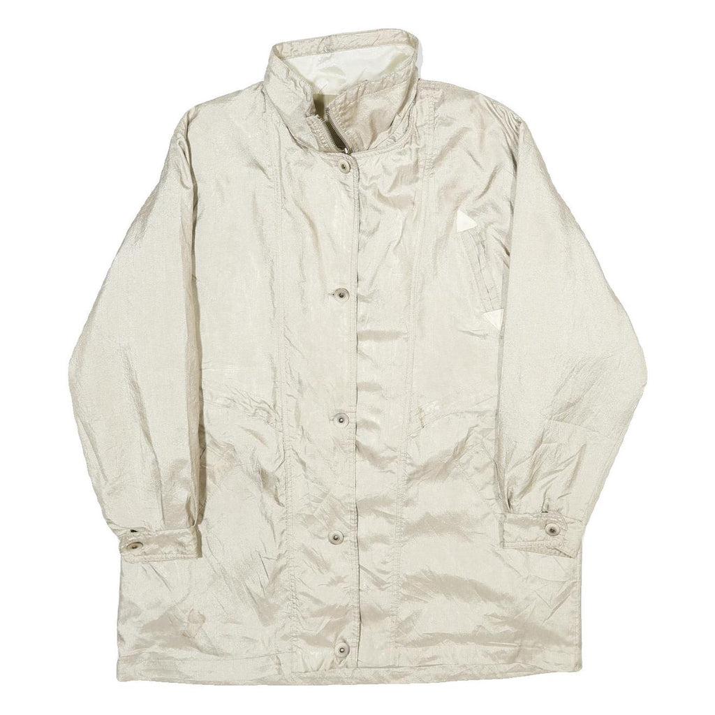 CURRENT SEEN Womens Cream Zip Jacket L Polyester Plain Lightweight Stylish