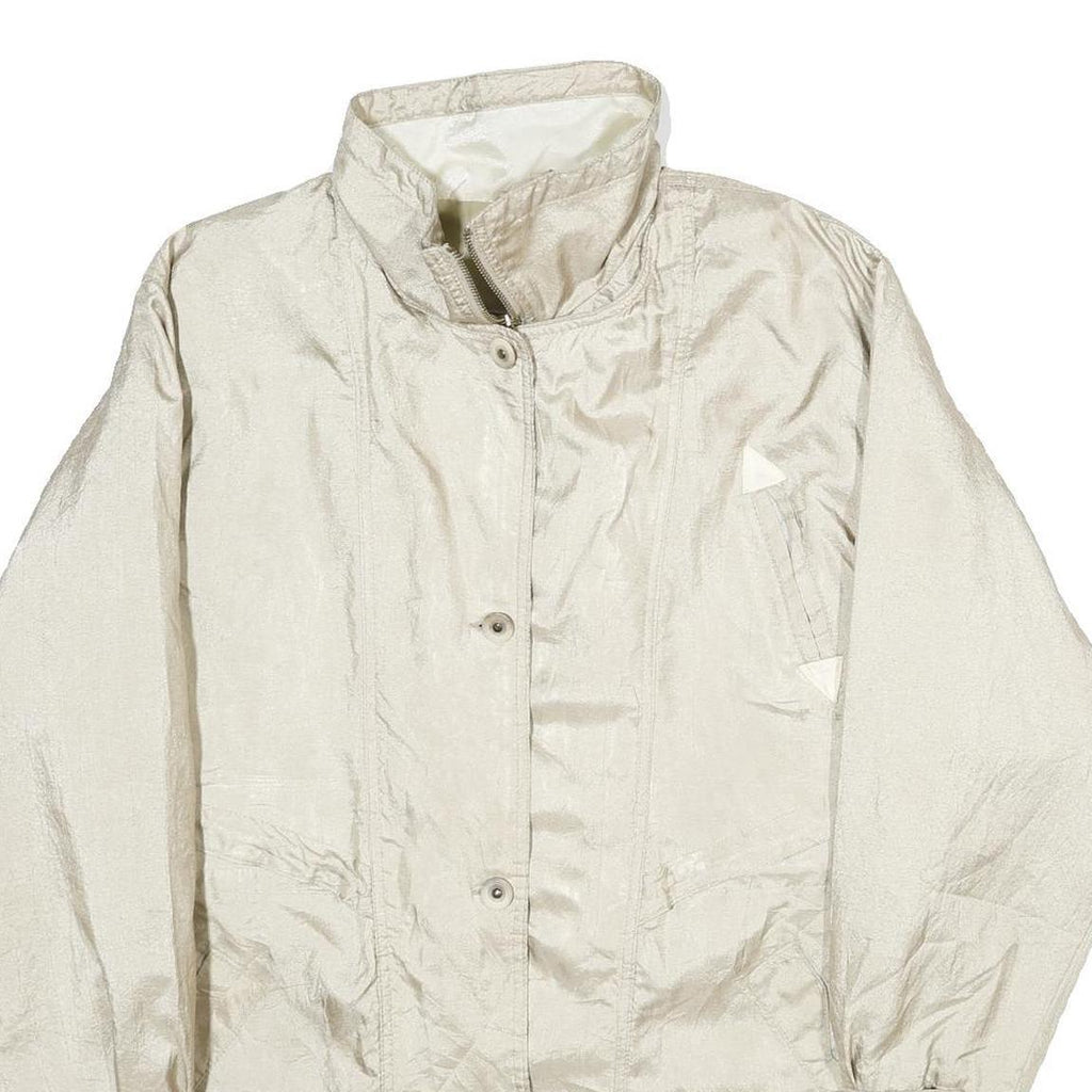 CURRENT SEEN Womens Cream Zip Jacket L Polyester Plain Lightweight Stylish