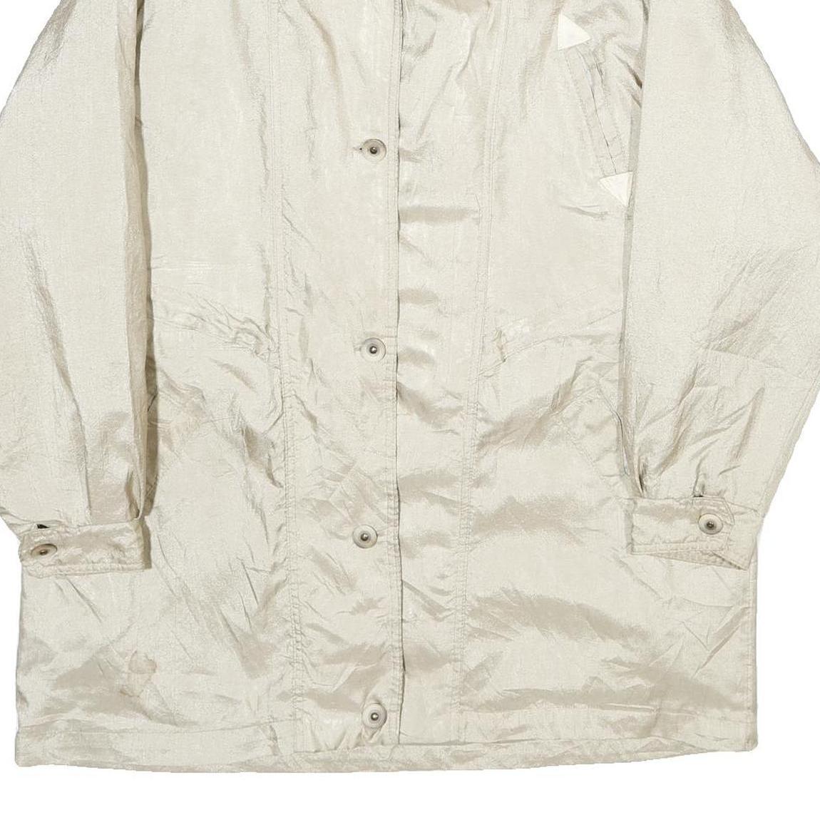 CURRENT SEEN Womens Cream Zip Jacket L Polyester Plain Lightweight Stylish