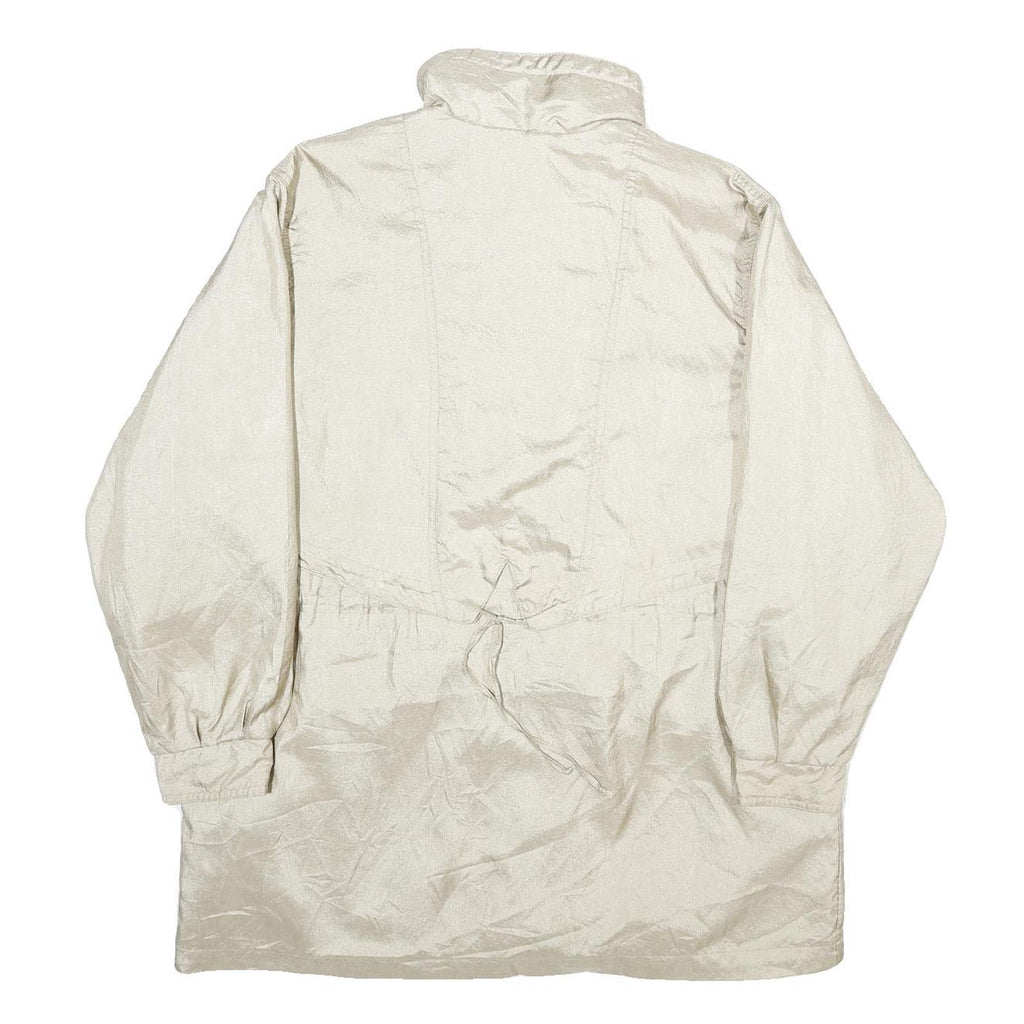 CURRENT SEEN Womens Cream Zip Jacket L Polyester Plain Lightweight Stylish