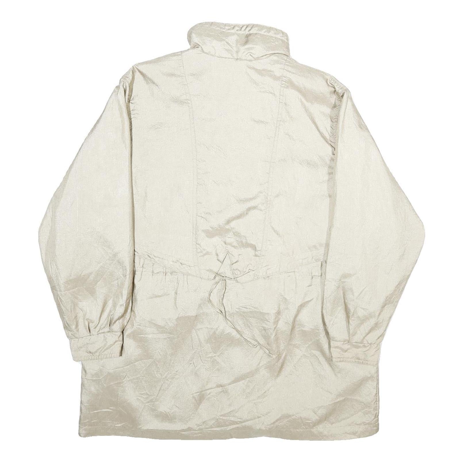 CURRENT SEEN Womens Cream Zip Jacket L Polyester Plain Lightweight Stylish