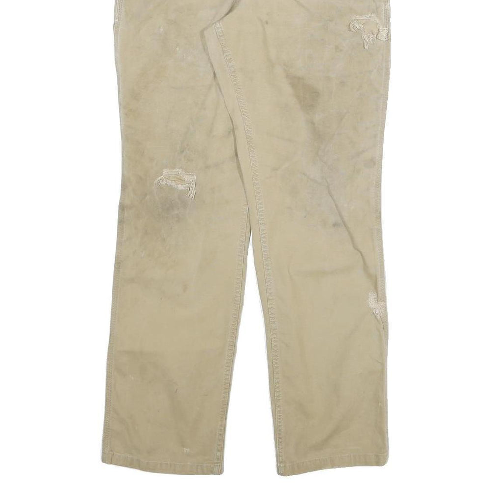 CARHARTT Mens Regular Fit Beige Cotton Blend Trousers W30 L30 Workwear Zip