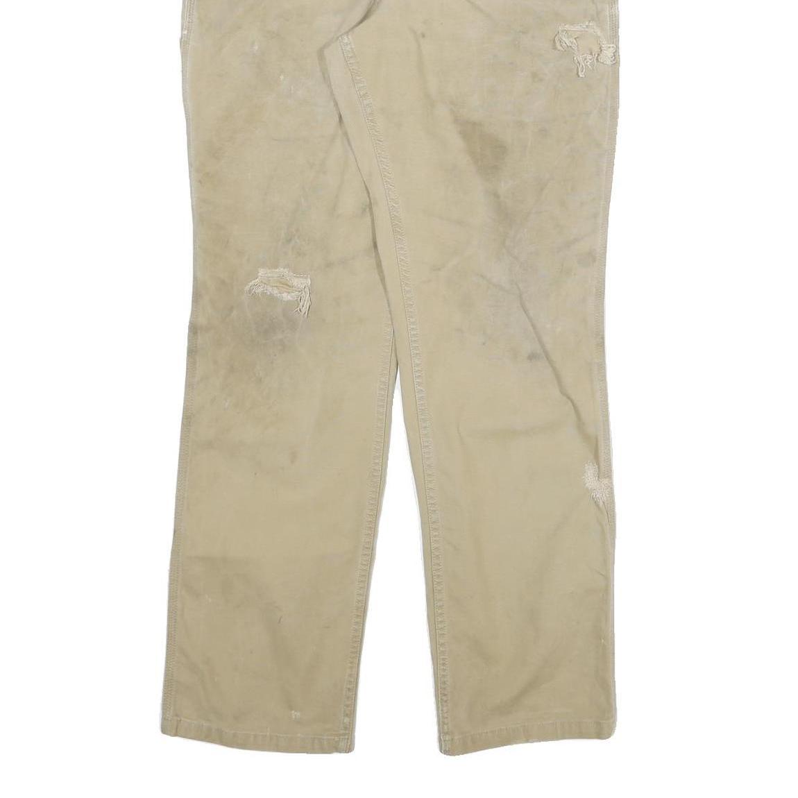 CARHARTT Mens Regular Fit Beige Cotton Blend Trousers W30 L30 Workwear Zip