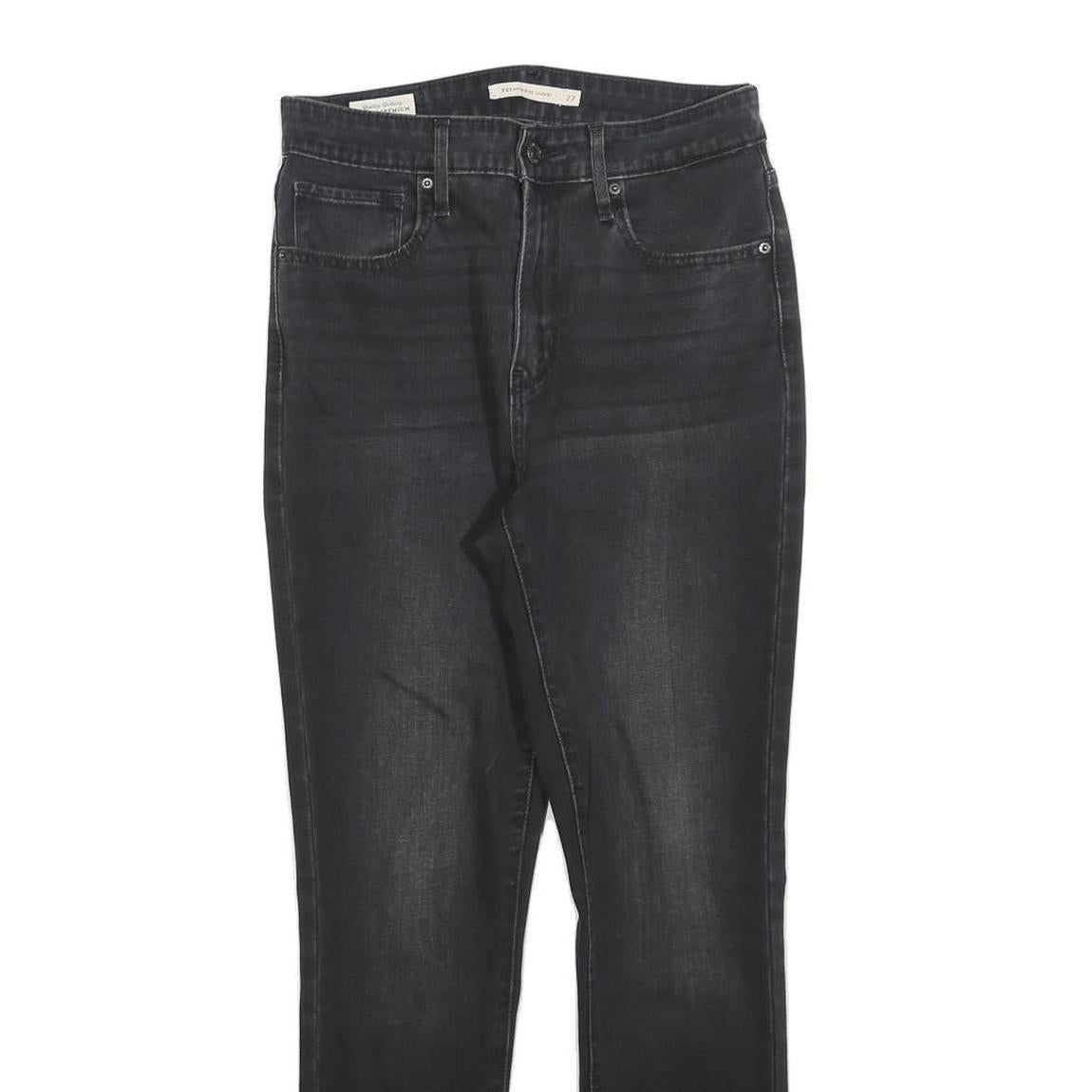 LEVI'S 721 Womens Jeans Black Slim Skinny Denim Medium W26 L25 Stylish Stretch