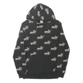 PUMA Mens Black Hoodie S Cotton Blend Logo Print Pullover Drawstring Hooded