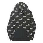PUMA Mens Black Hoodie S Cotton Blend Logo Print Pullover Drawstring Hooded