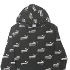 PUMA Mens Black Hoodie S Cotton Blend Logo Print Pullover Drawstring Hooded