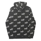 PUMA Mens Black Hoodie S Cotton Blend Logo Print Pullover Drawstring Hooded