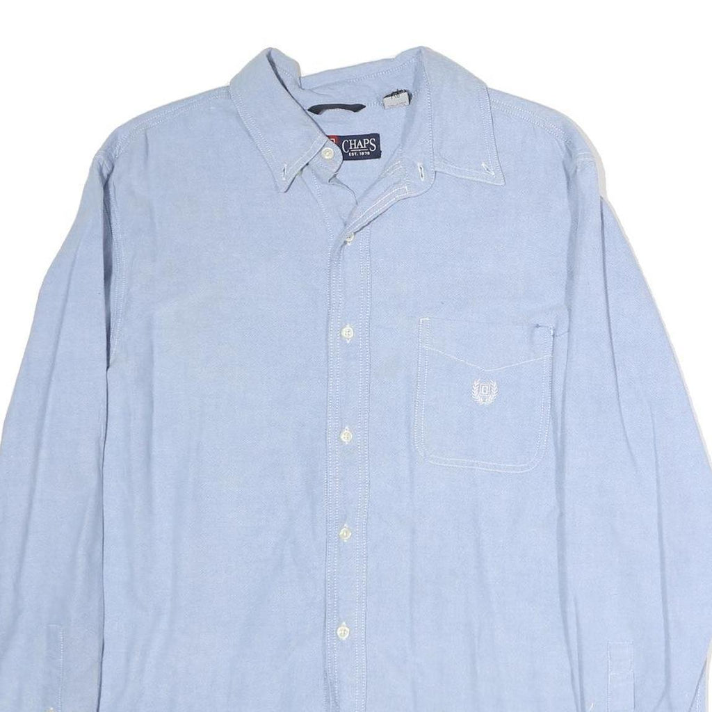 CHAPS Mens Blue Light Blue Casual Shirt L Button Down Long Sleeve Cotton