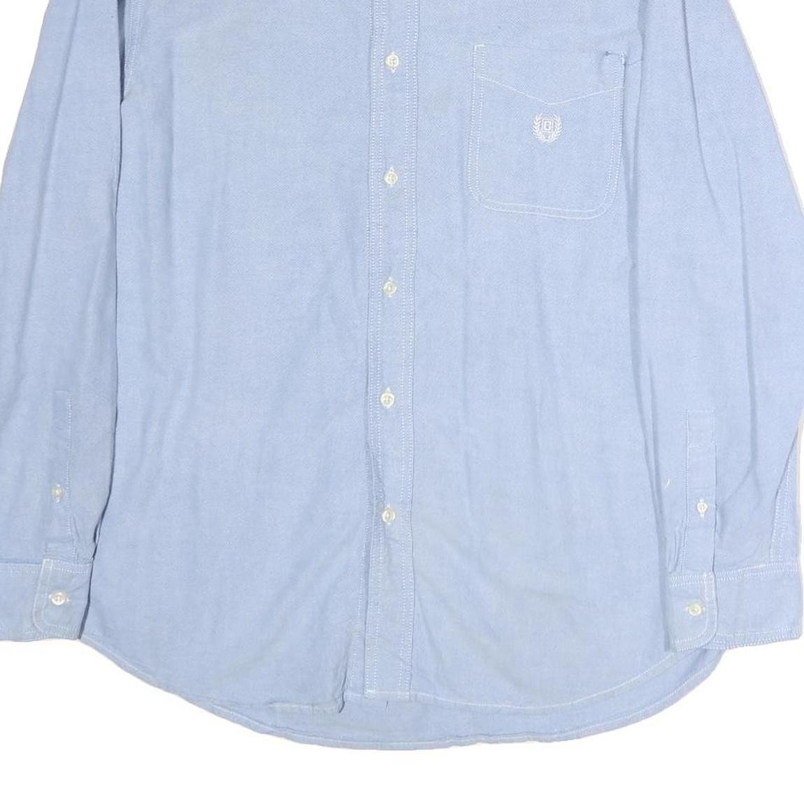 CHAPS Mens Blue Light Blue Casual Shirt L Button Down Long Sleeve Cotton