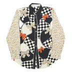 MANIO FUCCI CELIO Womens Black Cream Bow Print Shirt Long Sleeve Collared L