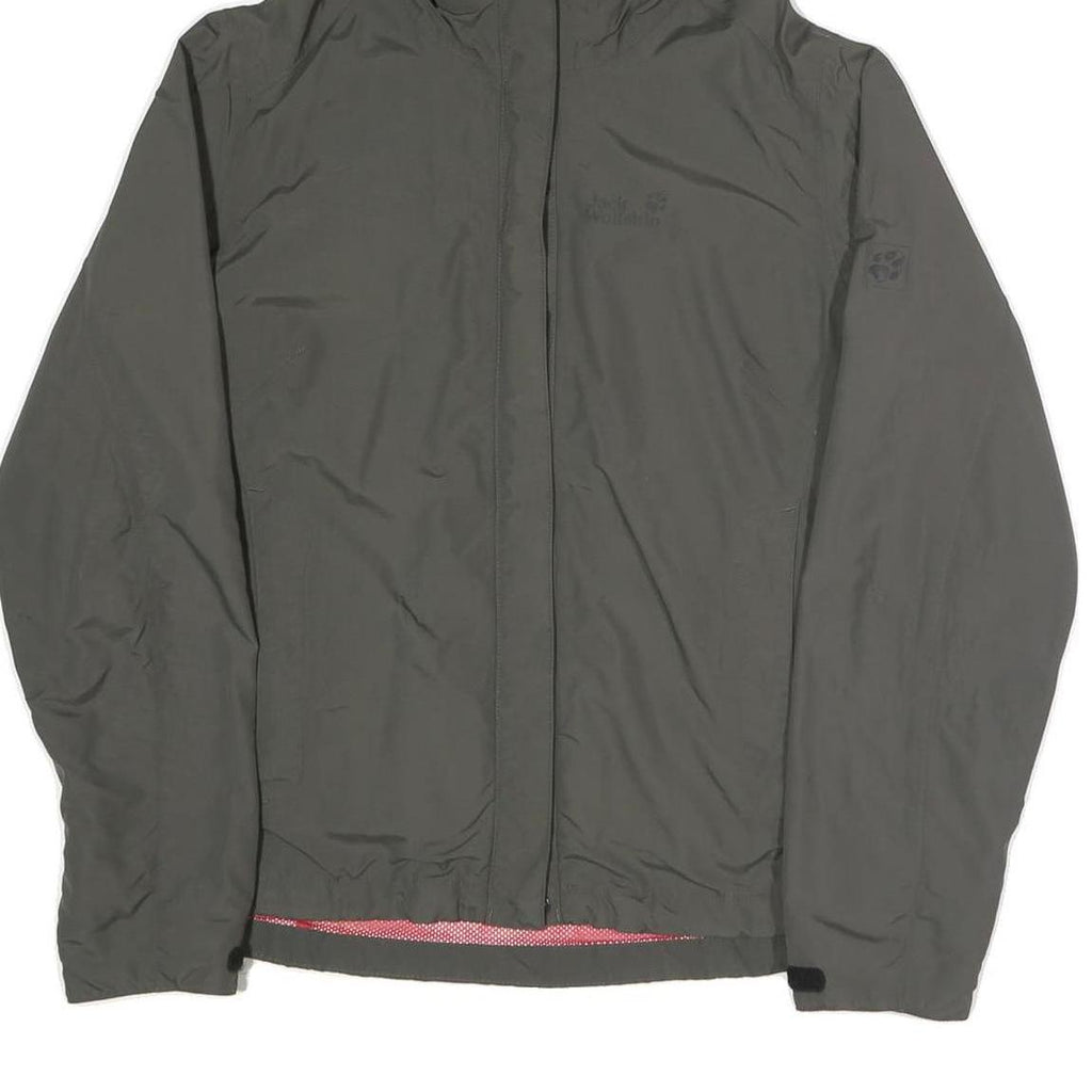 JACK WOLFSKIN Womens Grey Outdoor Jacket UK 16 Polyester Blend Zip Hooded Plain