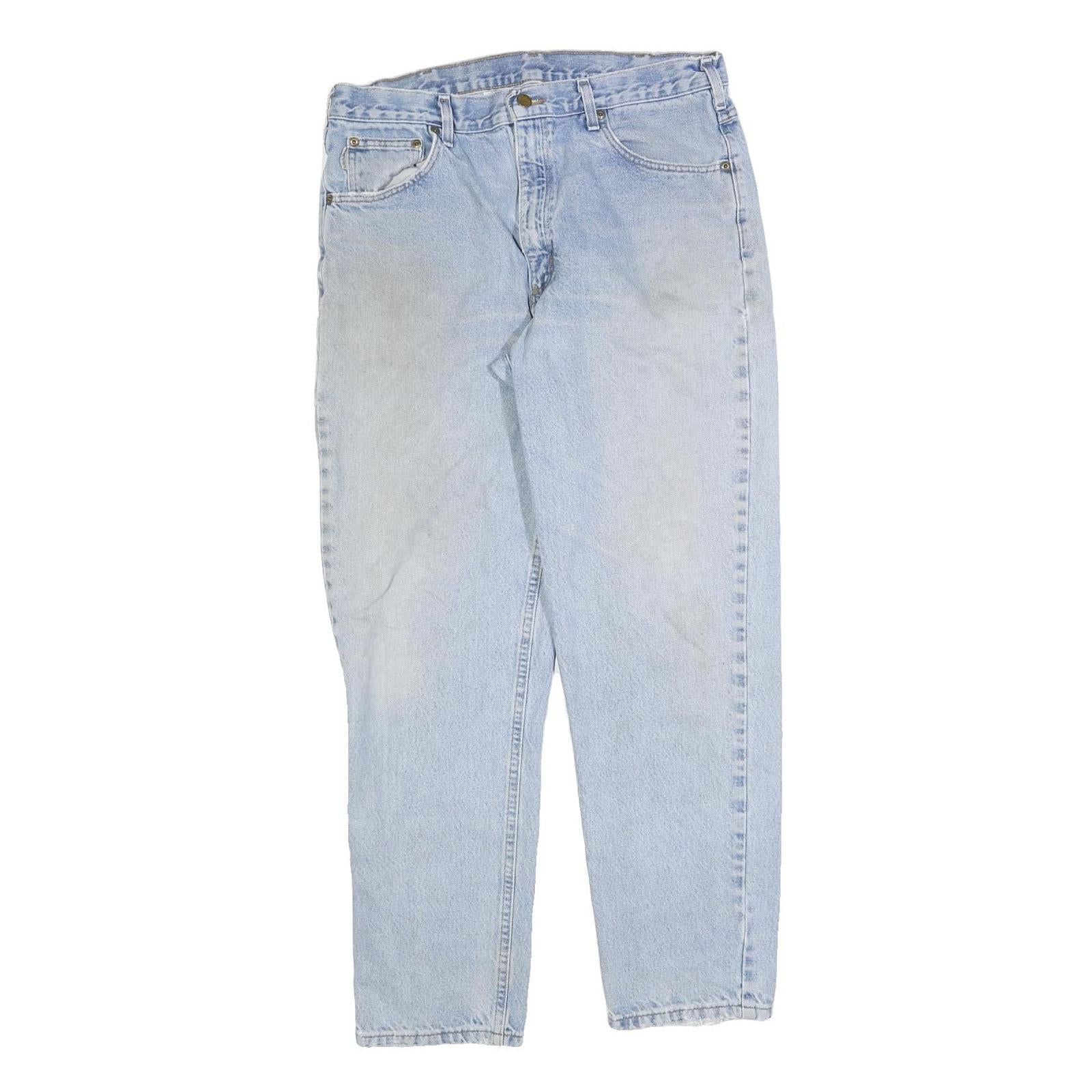 CARHARTT Mens Jeans Blue Regular Straight Denim Light W33 L32 Zip Cotton Blend