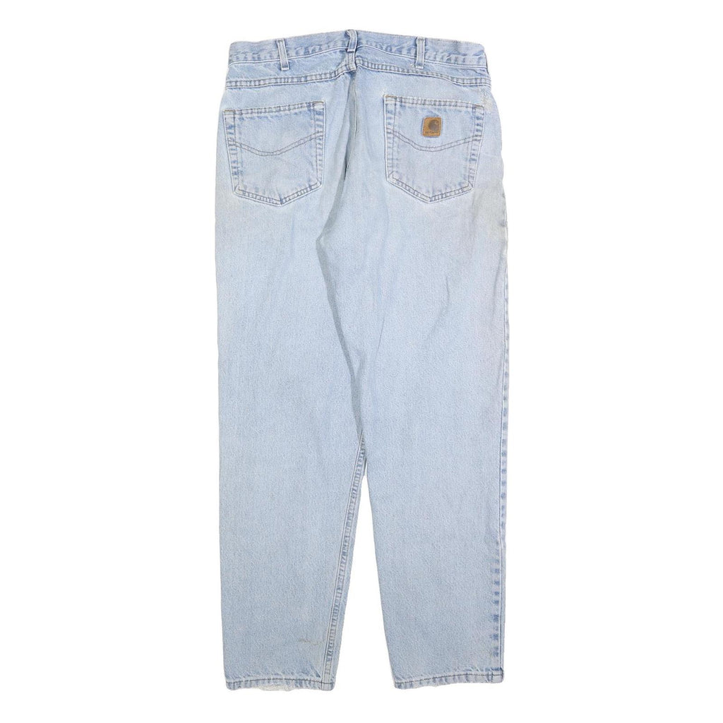 CARHARTT Mens Jeans Blue Regular Straight Denim Light W33 L32 Zip Cotton Blend