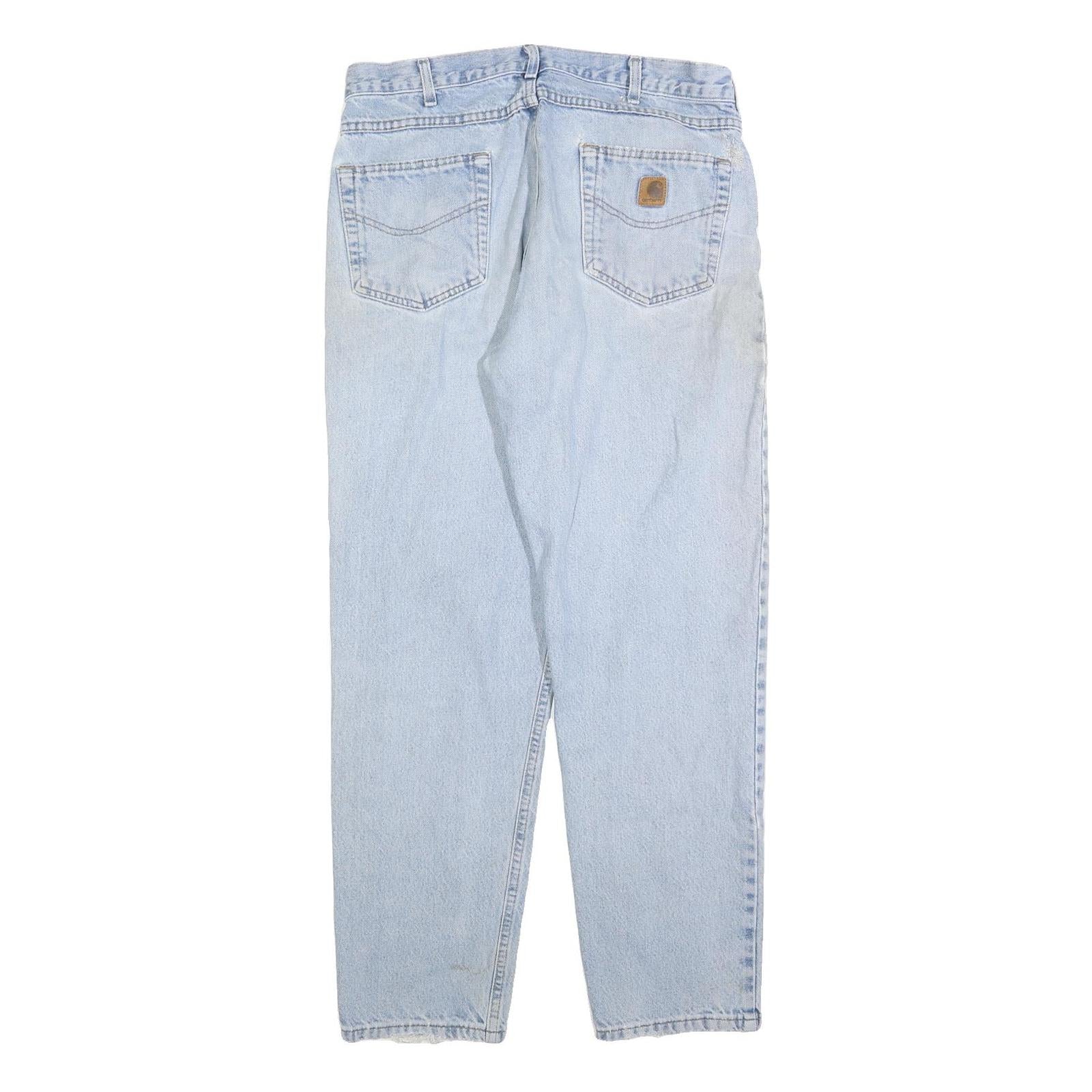 CARHARTT Mens Jeans Blue Regular Straight Denim Light W33 L32 Zip Cotton Blend