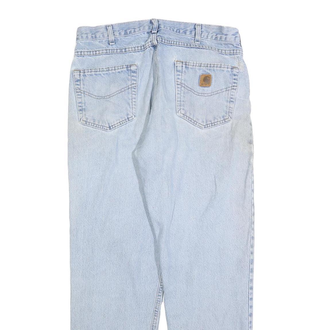 CARHARTT Mens Jeans Blue Regular Straight Denim Light W33 L32 Zip Cotton Blend