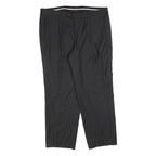Mens Wool Grey Regular Straight Trousers W40 L30 Formal Workwear Zip Closure