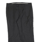 Mens Wool Grey Regular Straight Trousers W40 L30 Formal Workwear Zip Closure